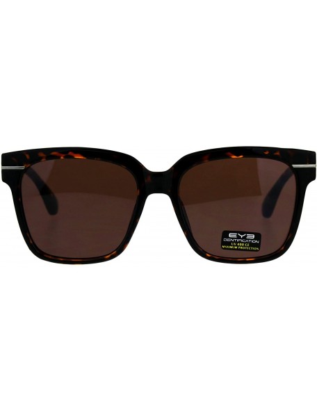 Rectangular Plastic Oversize Horn Rim Geeky Nerd Sunglasses - Tortoise Brown - CI18D3UEIXC $9.26