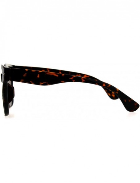 Rectangular Plastic Oversize Horn Rim Geeky Nerd Sunglasses - Tortoise Brown - CI18D3UEIXC $9.26