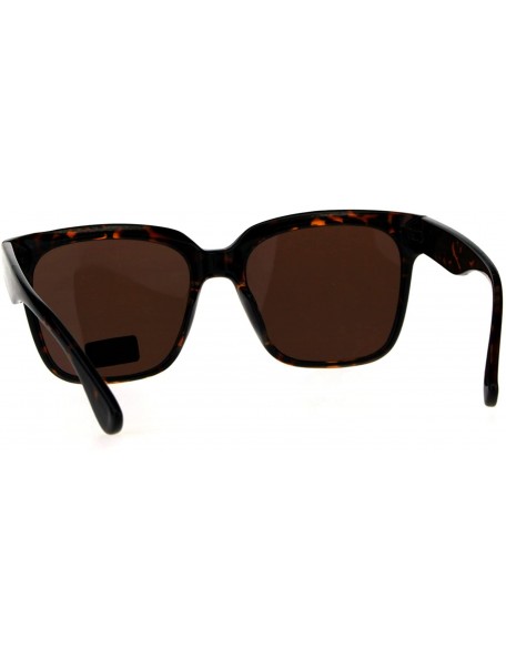 Rectangular Plastic Oversize Horn Rim Geeky Nerd Sunglasses - Tortoise Brown - CI18D3UEIXC $9.26