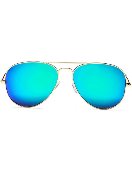 Aviator Classic Polarized Aviator Sunglasses for Men and Women UV400 Protection - Gold Frame/Green Mirrored Lens - C7184DXGYW...