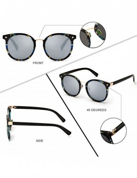 Cat Eye Women's Oversized Round Sunglasses Fashion Polarized Mirrored Eyewear Stylish NosePads UV Protection for Outdoor - CY...