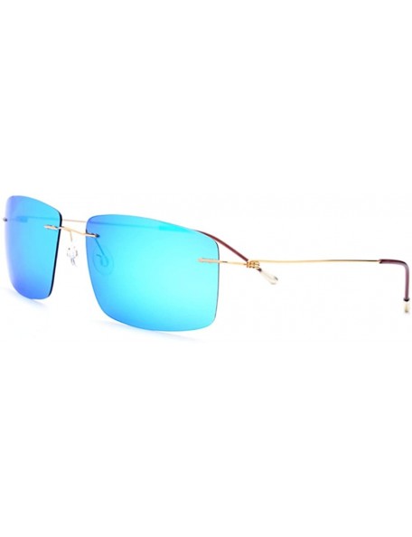 Rimless 100% Pure Titanium No Screw Rimless Polarized Sunglasses For Men Women Ultralight - Gold - C8184W55U78 $63.79