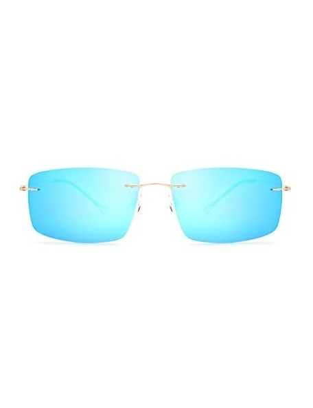 Rimless 100% Pure Titanium No Screw Rimless Polarized Sunglasses For Men Women Ultralight - Gold - C8184W55U78 $40.59