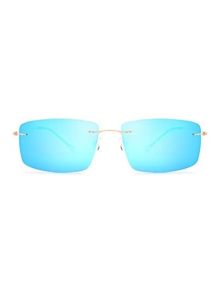 Rimless 100% Pure Titanium No Screw Rimless Polarized Sunglasses For Men Women Ultralight - Gold - C8184W55U78 $40.59