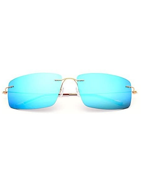 Rimless 100% Pure Titanium No Screw Rimless Polarized Sunglasses For Men Women Ultralight - Gold - C8184W55U78 $40.59