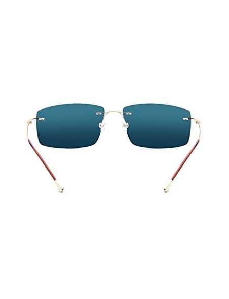 Rimless 100% Pure Titanium No Screw Rimless Polarized Sunglasses For Men Women Ultralight - Gold - C8184W55U78 $40.59