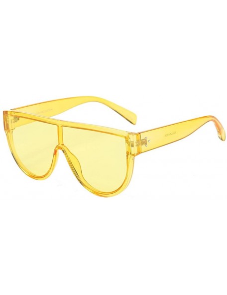 Rimless Women Fashion Unisex Large Frame Shades Sunglasses Integrated UV Glasses - Yellow - CW18EOZL32T $10.37