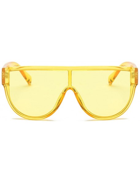 Rimless Women Fashion Unisex Large Frame Shades Sunglasses Integrated UV Glasses - Yellow - CW18EOZL32T $10.37