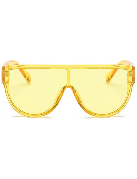 Rimless Women Fashion Unisex Large Frame Shades Sunglasses Integrated UV Glasses - Yellow - CW18EOZL32T $10.37