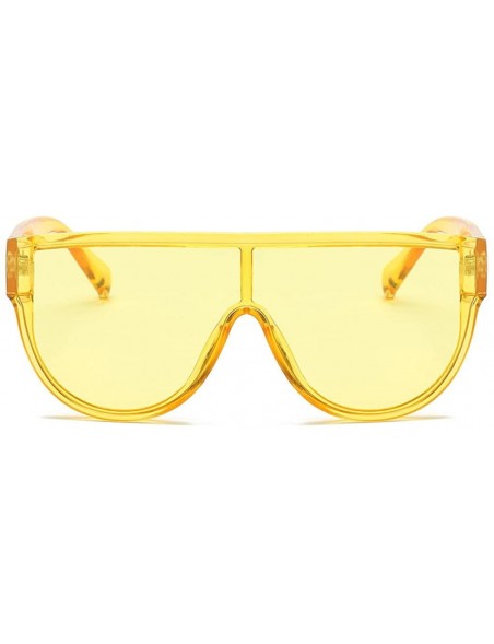 Rimless Women Fashion Unisex Large Frame Shades Sunglasses Integrated UV Glasses - Yellow - CW18EOZL32T $10.37