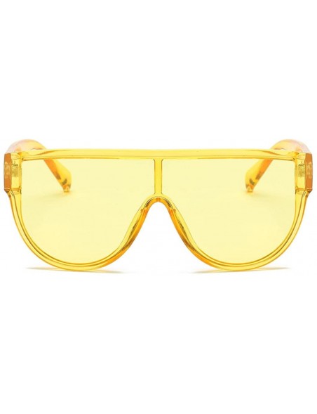 Rimless Women Fashion Unisex Large Frame Shades Sunglasses Integrated UV Glasses - Yellow - CW18EOZL32T $10.37