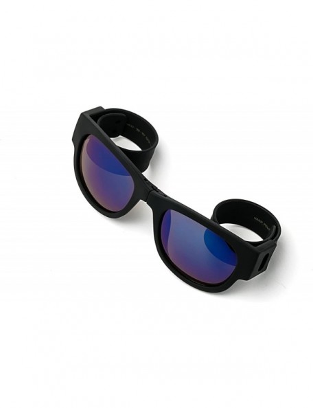 Wayfarer Folding Retro Design for Action Sports Easy to Store Sunglasses Flash/Mirrored Lenses - Black - C917XXQ02YY $9.44