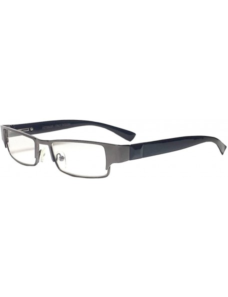 Rectangular Magnified Reading Glasses Rectangular Spring Hinge Frame - Gunmetal - CK182XUTR9Z $21.65