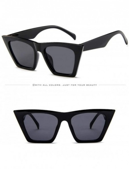 Goggle Fashion Women Men Summer Oversized Sunglasses Vintage Cateye UV400 Sun Glasses - Black - C518TDKMGHQ $9.04