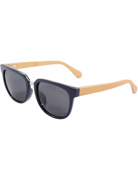 Wayfarer Natural Wood Arm Sunglasses UV400 Lenses Wood Sunglasses-HY569 - Blue&bamboo - C412NENRY97 $14.94