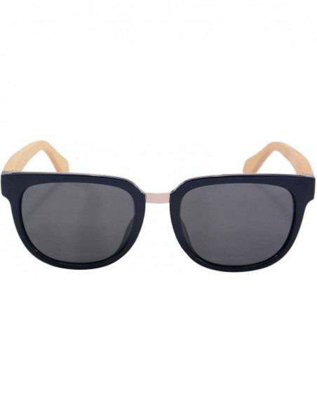 Wayfarer Natural Wood Arm Sunglasses UV400 Lenses Wood Sunglasses-HY569 - Blue&bamboo - C412NENRY97 $14.94