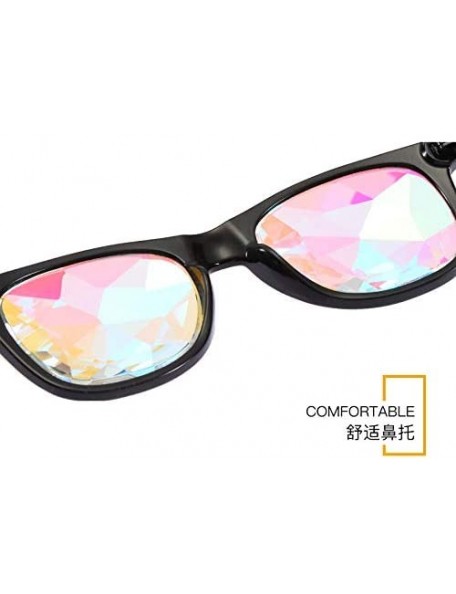 Wrap Kaleidoscope Glasses - Black - CT18UQG9ZRG $27.29