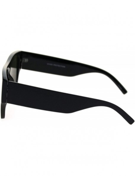 Rectangular Mens Thick Arm Flat Top Gangster Mob Plastic Sunglasses - Black Green - CC18SLZX8GU $10.52