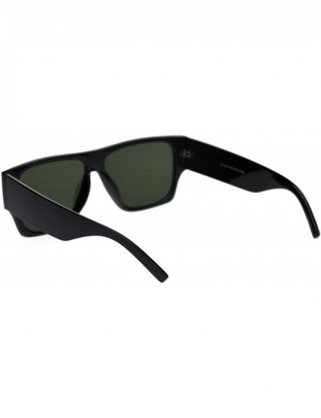 Rectangular Mens Thick Arm Flat Top Gangster Mob Plastic Sunglasses - Black Green - CC18SLZX8GU $10.52