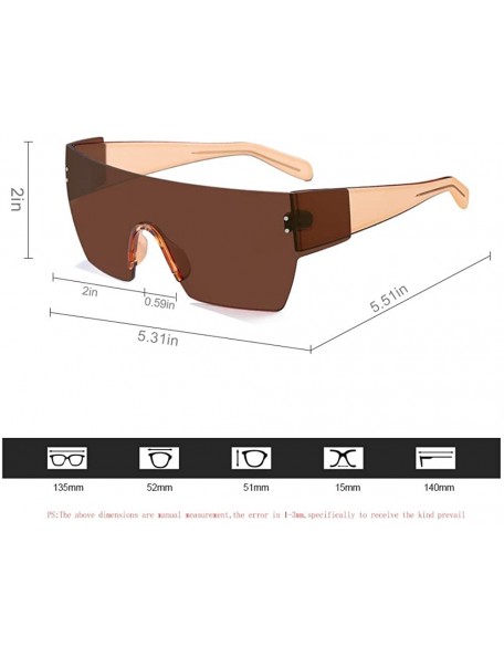 Oversized Unique Designer Shield One Piece Rimless Sunglasses Flat Colorful Translucent Lens For Women Men - CI18AI3T7NE $11.65