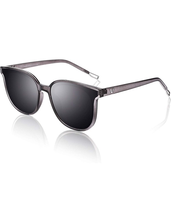 Square Polarized Sunglasses for Women Sun Glasses Fashion Oversized Shades S85 - Y X Transparent Grey Frame Grey Lens - C218U...