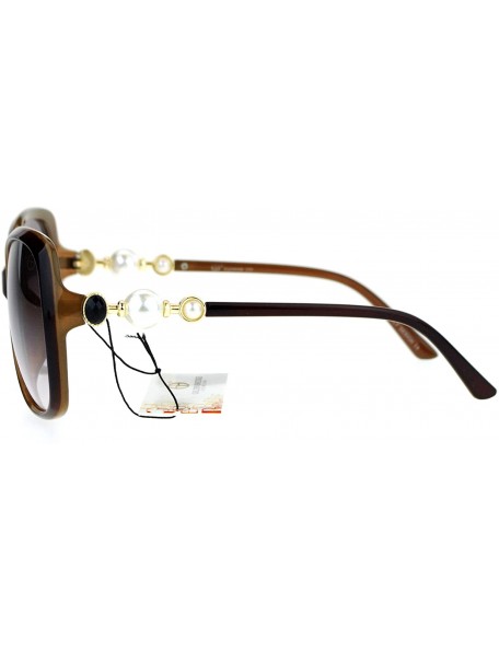 Butterfly Womens Diva Luxury Pearl Jewel Arm Designer Butterfly Sunglasses - Brown Clear - C012O3SUX2E $12.10