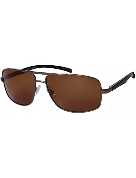 Rectangular Large Size Polarized Classic Rectangular Square Aviator Sunglasses for Men Aluminum Arm - C618SAQWEIR $11.45