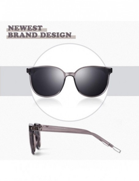 Square Polarized Sunglasses for Women Sun Glasses Fashion Oversized Shades S85 - Y X Transparent Grey Frame Grey Lens - C218U...