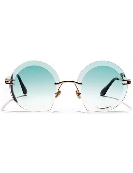 Rimless Retro Big Frame Glasses Border Large Cut Face Ladies Sunglasses Sunglasses - Green - CB18UUWAI64 $18.42