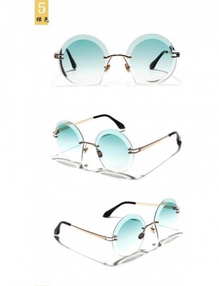 Rimless Retro Big Frame Glasses Border Large Cut Face Ladies Sunglasses Sunglasses - Green - CB18UUWAI64 $18.42