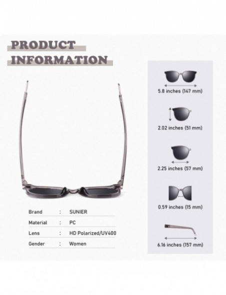 Square Polarized Sunglasses for Women Sun Glasses Fashion Oversized Shades S85 - Y X Transparent Grey Frame Grey Lens - C218U...