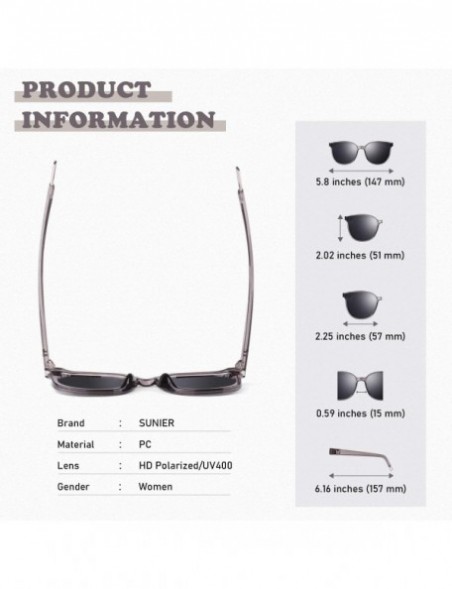 Square Polarized Sunglasses for Women Sun Glasses Fashion Oversized Shades S85 - Y X Transparent Grey Frame Grey Lens - C218U...