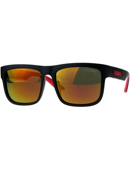 Sport Polarized Premium Kush Color Mirror Lens Horn Rim Sport Sunglasses - Black Red Orange - CG18DI55965 $17.12