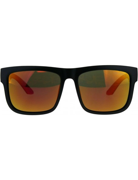 Sport Polarized Premium Kush Color Mirror Lens Horn Rim Sport Sunglasses - Black Red Orange - CG18DI55965 $17.12