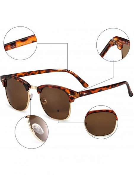 Round Rimless Sunglasses Men/Women Polarized Half Frame style/Lightweight/UV Protection - Leopard Frame/Brown Lens - C0194RA9...