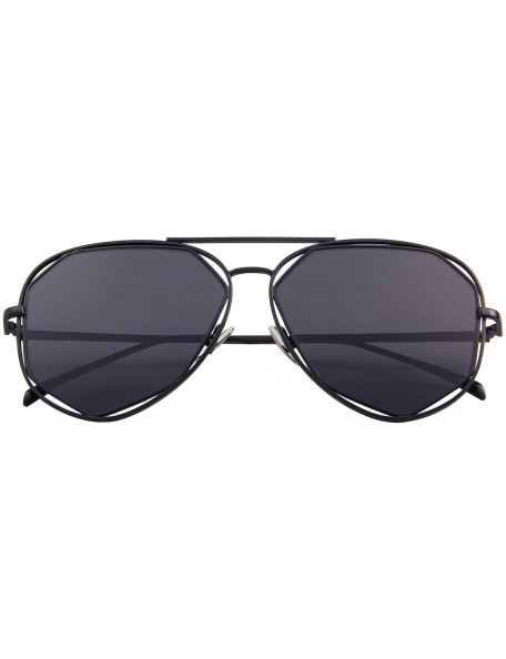 Round Fashion Women Brand Designer Coating Mirror Lens Summer Sunglasses S8492 - Black - CL12HH8SDY9 $11.43