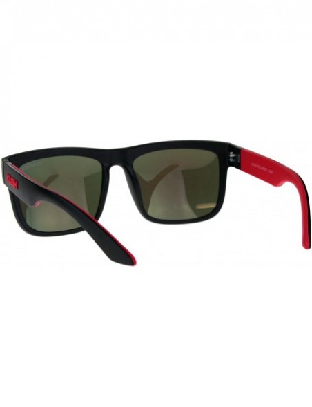 Sport Polarized Premium Kush Color Mirror Lens Horn Rim Sport Sunglasses - Black Red Orange - CG18DI55965 $17.12