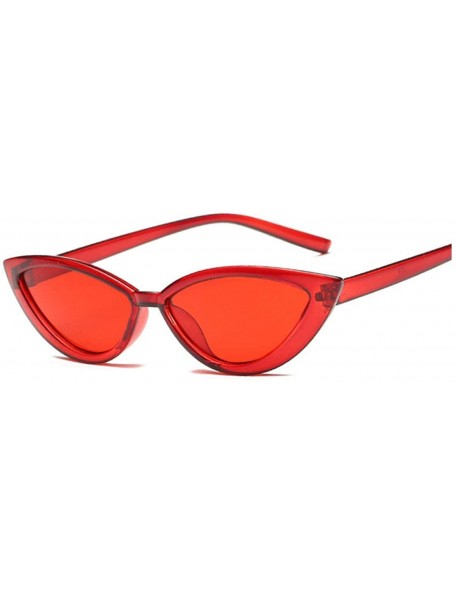Rimless Cute Sexy Retro Cat Eye Sunglasses Women Small Transparent Triangle Vintage Cheap Sun Glasses Red Uv400 - Red - C2198...