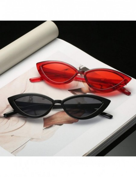 Rimless Cute Sexy Retro Cat Eye Sunglasses Women Small Transparent Triangle Vintage Cheap Sun Glasses Red Uv400 - Red - C2198...