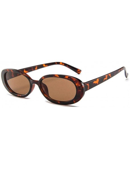 Oval Women Fashion Unique Sun Glasses Oval Shape Frame Sunglasses Sunglasses - Brown - C018SC54SD6 $9.06