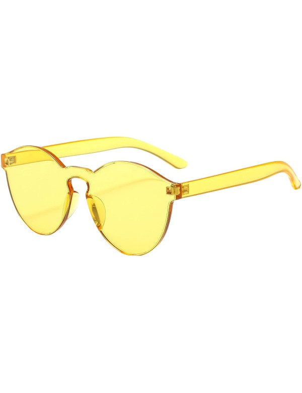 Rimless Rimless Tinted Sunglasses Transparent Candy Color Glasses - Yellow - CZ18Q9RDRA8 $11.58