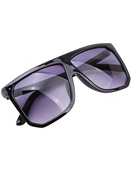 Oversized Women Sunglasses Oversized Female Flat Top Vintage Sun Glasses Eyewear Big Square Sunglasses - Full Black - CU18IS0...