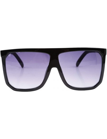 Oversized Women Sunglasses Oversized Female Flat Top Vintage Sun Glasses Eyewear Big Square Sunglasses - Full Black - CU18IS0...