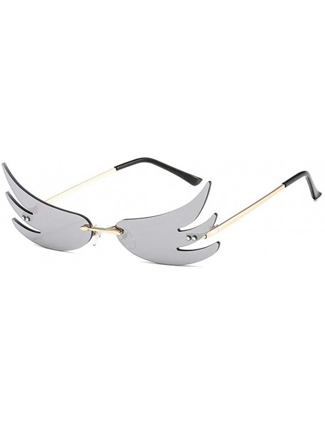 Rimless Designer Butterfly Sunglasses Colorful Mirrored - Silver - CZ198EYWT8C $12.61