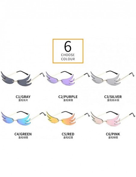 Rimless Designer Butterfly Sunglasses Colorful Mirrored - Silver - CZ198EYWT8C $12.61