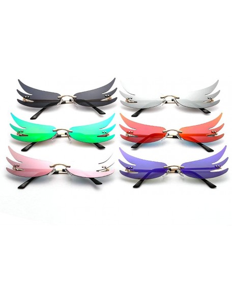 Rimless Designer Butterfly Sunglasses Colorful Mirrored - Silver - CZ198EYWT8C $12.61