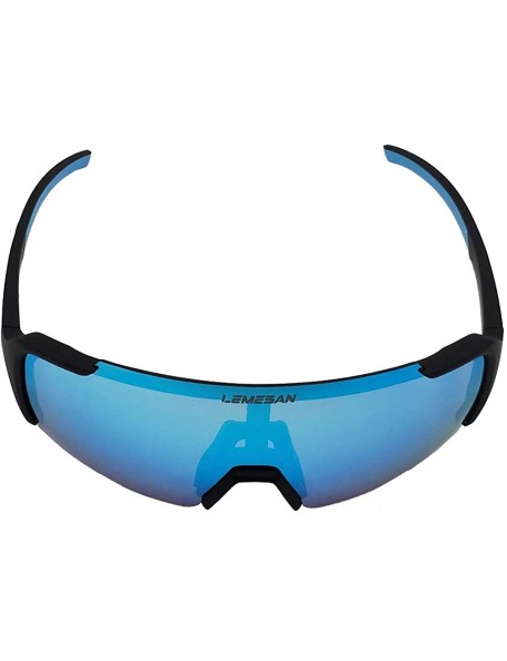 Round Polarized Sports Sunglasses Cycling Glasses Baseball Running Fishing Driving - 03black(lightbluelens) - CS18XON46MC $11.67