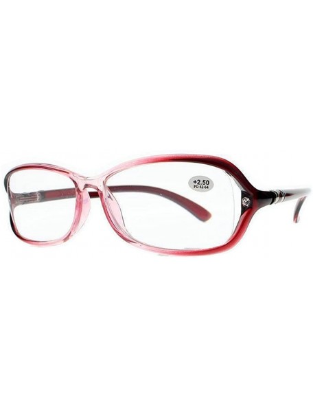 Oval Fashion Half Transparent Oversize Rhinestone Oval Reading Glasses - Red - CK186GD2A9W $12.09