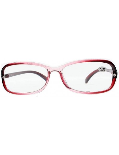 Oval Fashion Half Transparent Oversize Rhinestone Oval Reading Glasses - Red - CK186GD2A9W $12.09