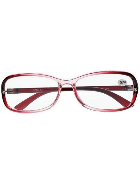 Oval Fashion Half Transparent Oversize Rhinestone Oval Reading Glasses - Red - CK186GD2A9W $12.09